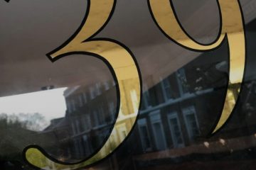 Gold House, Names, Number signwritten, Painted. Traditional signwriter of London. Nick the sign writer of London