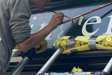 House Names Number hand signwritten, Painted. Traditional signwriter of London. Nick the sign writer of London